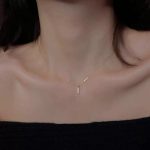 One-character pendant 925 sterling silver plated 18K gold inlaid zircon mini exquisite high-grade geometric pendant simple clavicle chain neck chain