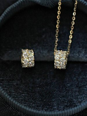 S925 Sterling Silver Plated 14K Gold Necklace with Zirconium Diamond Transfer Beads Luton Necklace Clavicle Chain Fashion High Grade