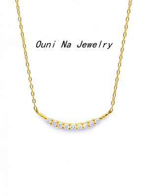 S925 Sterling Silver Plated 14K Gold Smile Necklace Women's High-class Commuter All-match Diamond Clavicle Chain Ouni Na