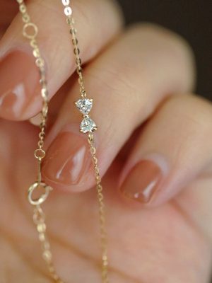 Knock sweet! S925 Silver Plated 18K Gold Fine Flash Fine Bow Inlaid Extremely Fine Bracelet