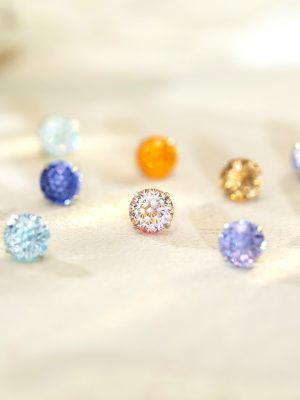S999 Foot Silver Flash Fireworks Cut Color Zirconium Earrings Women's Simple All-match Light Luxury High-grade Earrings and Bone Nails Early Spring Accessories