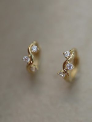 S925 Sterling Silver Plated 14K Gold Star Light Dot Mini Exquisite Design Small Wave Ear Buckle Ear Bone Ring Minimalist HME