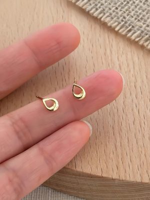 S925 Sterling Silver Plated 14K Gold Hollow Drop Earrings Women's Design Fashion All-match Earrings Ear Holes