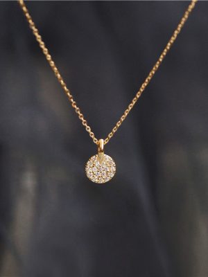 S925 Sterling Silver Plated 14K Gold Full Diamond Small Round Brand Necklace Light Luxury High-grade All-match Exquisite Clavicle Chain for Women