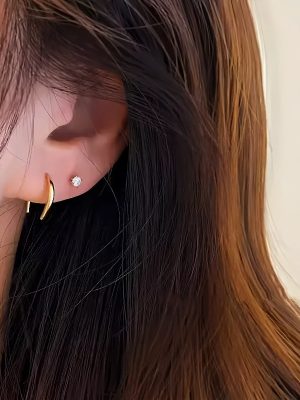 S925 Sterling Silver Plated 14k Gold Simple U-shaped Ear Hook Women's Ins Style Design Fashion All-match Earrings Personality