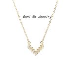 S925 Sterling Silver V Square Diamond Necklace Women's Design Cold Style Simple High Temperament Clavicle Chain ins Ouni Na