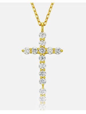 S925 Sterling Silver Plated 14k Gold Cross Necklace Full Diamond Women's Clavicle Chain Pendant Fashion All-match High-end