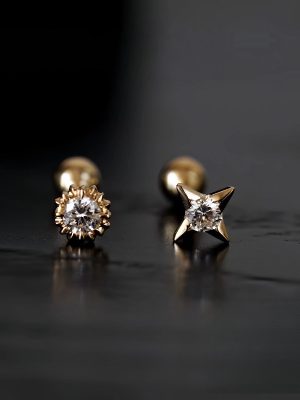 925 Sterling Silver Plated 18K Gold Star Sun Thread Earrings Women's All-match Zircon Earrings Light Luxury High-grade Earrings