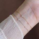 S925 Sterling Silver Plated 18K Gold Mini Four-petal Floral Zircon Bracelet Four-leaf Clover Joker Gift for Girlfriend HME