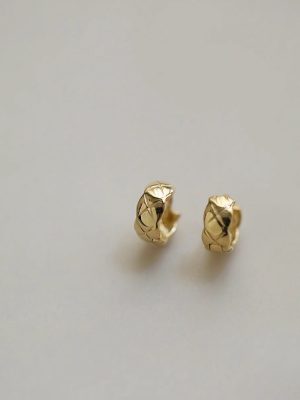 S925 Sterling Silver Plated 14K Gold Chanel Style Exquisite Rhomboid Minimalist Earrings Ear Ring Mini Sparkle Ear Buckle HME