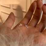 S925 Sterling Silver Plated 14K Gold Cross Diamond Earrings Women's Design Light Luxury Earrings All-match commuter Ouni Na