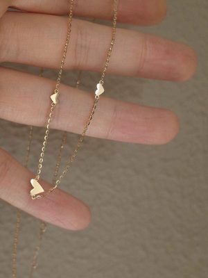 Japanese Sweetheart S925 Sterling Silver Plated 14K Gold MINI Love Exquisite Necklace Women's Fine All-match Clavicle Chain Ouni Na