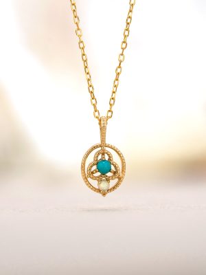S925 Sterling Silver Japanese Turquoise Hollow Pendant Women's Light Luxury Vintage Design Necklace Accessories Elegant All-match
