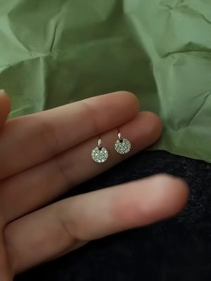 S925 Sterling Silver Plated 14K Gold Super Flash Full Diamond Small Round Pancake Earrings Women's Design High-end Fashion All-match Earrings