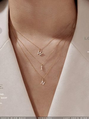 S925 Sterling Silver Plated 18K Gold Your Name 26 Letters Pendant Necklace Female Creative Personality Matching DIY Accessories