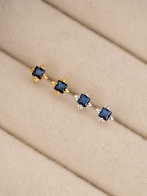S925 Sterling Silver Blue Zircon Star Earrings Women's Japanese New Small Simple Ear Holes All-match Diamond Earrings