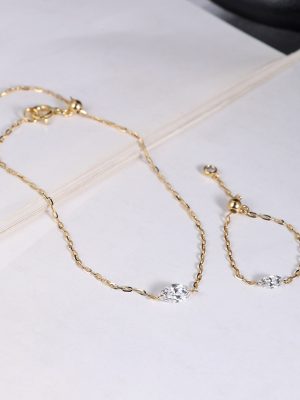 S925 Sterling Silver Plated 18k Gold Bracelet Horse Eye Zircon Perforated Meticulous Minimal Style Mini Bracelet Overlapping Wearing Small Fresh HME