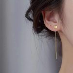 S925 Sterling Silver Love Ear Line Female Temperament Ear Line Female Sterling Silver Ear Line Eardrop Earring Chain Ouni Na