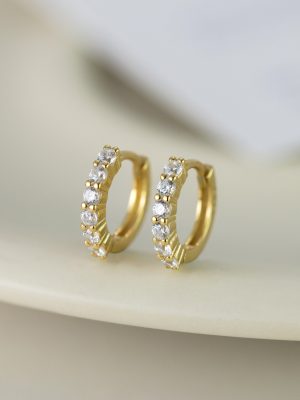 S925 Sterling Silver Fashion Elegant Row Diamond Ear Buckle High-end Light Luxury Simple All-match Earrings