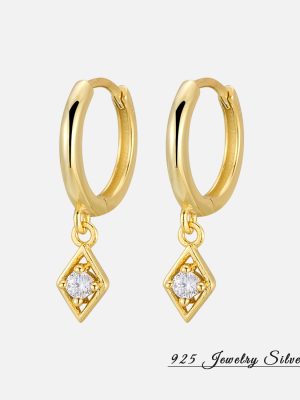 INS wind simple geometric diamond pendant tremella buckle s925 sterling silver eyes diamond earrings wholesale