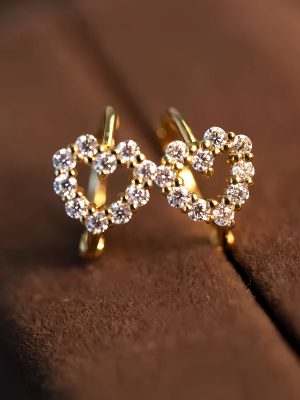 S925 Silver Plated 14K Gold Diamond Love Earrings Women's Classic Heart Design Fashion All-match Light Luxury Earrings Earrings Earrings
