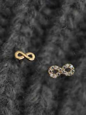 S925 Sterling Silver Gold Plated Number 8 Symbol Asymmetric Earrings Female Temperament All-match Commuter Full Diamond Earrings Earrings Ouni Na