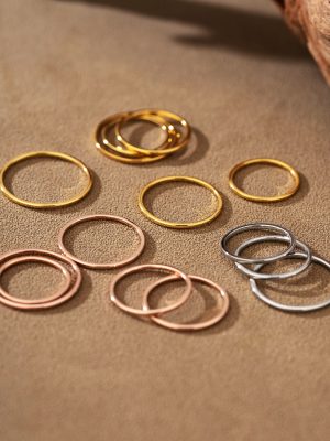 S925 sterling silver geometric square line silver ring ins simple ladies plain ring smooth tail ring closed silver ring wholesale