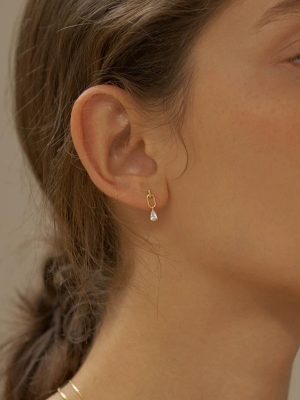 S925 Sterling Silver Plated 14K Gold Pear-shaped Elegant Earrings for Women Design Exquisite Mermaid Teardrop Drill All-match Earrings Ouni Na