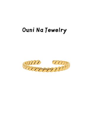 S925 Sterling Silver Plated 14K Gold Twist Opening Ring Minimalist Advanced Tail Ring Commuting Wear All-match Silver Ouni Na