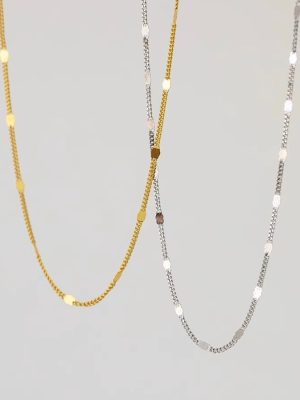 S925 Sterling Silver Plated 14k Gold Chain Flash High-grade All-match Necklace Clavicle Chain Simple Commuting Overlapping HME