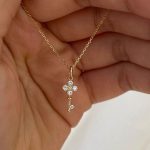 Unlocked Heart ~ S925 Silver Plated 18K Gold Mini Key Zircon Necklace Women's Light Luxury Four-leaf Clover Clavicle Chain