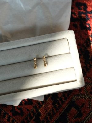S925 Silver Plated 14K Gold Mini Drop Earrings Simple Cute Ear Bone Earrings Light Gold Ins HME