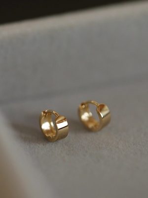 S925 Sterling Silver Plated 18K Gold Small Glazed Minimalist Mini Ear Buckle Exquisite Fashionable Stacked Ear Bone Ring HME