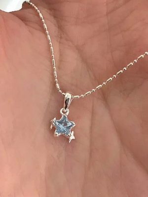 Korean Style S925 Sterling Silver Blue Star Necklace Women's All-match Light Luxury Simple Design High-grade Clavicle Chain