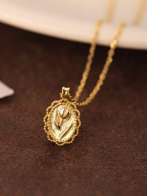 Korean S925 Sterling Silver Flower Necklace Women's High-grade Tulip Lace Pendant Vintage Clavicle Chain Jewelry
