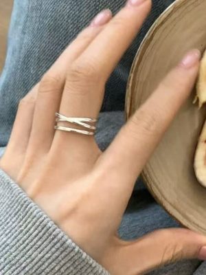 Dongdaemun Hollow-out Line Ring 925 Sterling Silver Simple Instagram Ins Cold Style Plain Ring Ring Open Ring