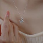 925 Sterling Silver Bow Necklace Women Ins Style Summer Light Luxury Design Flash Diamond Clavicle Chain Ins Style