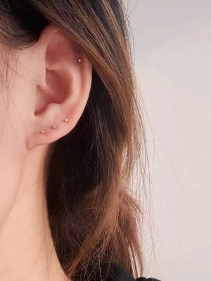 S925 Sterling Silver Plated 14k Gold Super Mini Classic Four-claw Single Diamond Earrings Women's Simple All-match Ear-raising Earrings