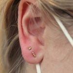 Ins Three Small Gold Bean Ear Nail S925 Sterling Silver Plated 18K Gold Small Gold Ball Ear Nail for Women