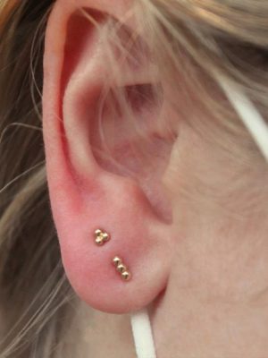 Ins Three Small Gold Bean Ear Nail S925 Sterling Silver Plated 18K Gold Small Gold Ball Ear Nail for Women