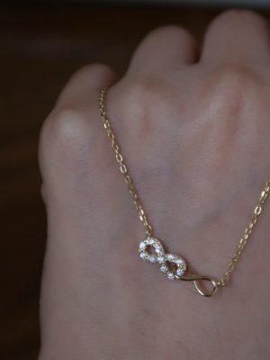 Infinite ~ S925 Silver Plated 14K Gold Necklace Fine Edition Exquisite Zircon Temperament All-match Clavicle Chain Necklace Female HME