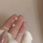 Sterling Silver Moon Evening Flower Dynasty Mini Small Hollow Diamond Zircon Earrings Hollow Body Floral Earrings Earrings Female Ouni Na