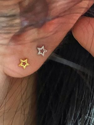 S925 Sterling Silver Plated 18K Gold Mini Star Earrings Women's Simple Ins Small Elegant Sleeping Without Picking Ear Bones