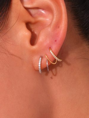 S925 Sterling Silver Plated 18K Gold Spiral Earrings Zircon Creative Light Luxury Design Geometric Ear Hook Women Light Luxury HME