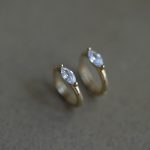 S925 Sterling Silver Plated 18K Golden Horse Eye Diamond Ring Ear Ring Women's Simple Light Luxury Ins Style Commuter All-match Earrings Ear Buckle