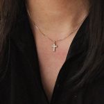 Body 925 Silver Plated 18K Gold Simple Fashionable Glow Cross Necklace Women's Style Design Clavicle Chain