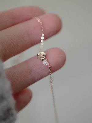Little Prince's Rose S925 Silver Plated 14K Gold Fine Flash Rose Love Very Fine Bracelet Gift HME