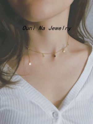 S925 Sterling Silver Gold-plated Star Clavicle Chain Women's Design Ins Style All-match Necklace Ouni Na