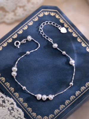 S925 Sterling Silver Freshwater Pearl Gipsophila Bracelet Women's Korean-style Gentle Artistic Bracelet Commuter All-match Bracelet