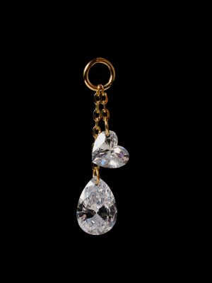 S925 Sterling Silver Plated 18k Gold Drops Love Zircon Ear Change Pendant Women's Minimalist Joker DIY HME